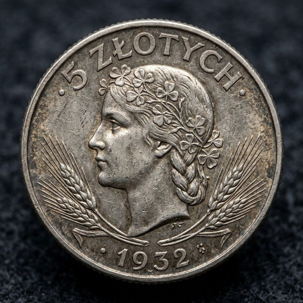 Srebrne 5 Złotych 1932 Głowa Kobiety (Jadwiga) II RP